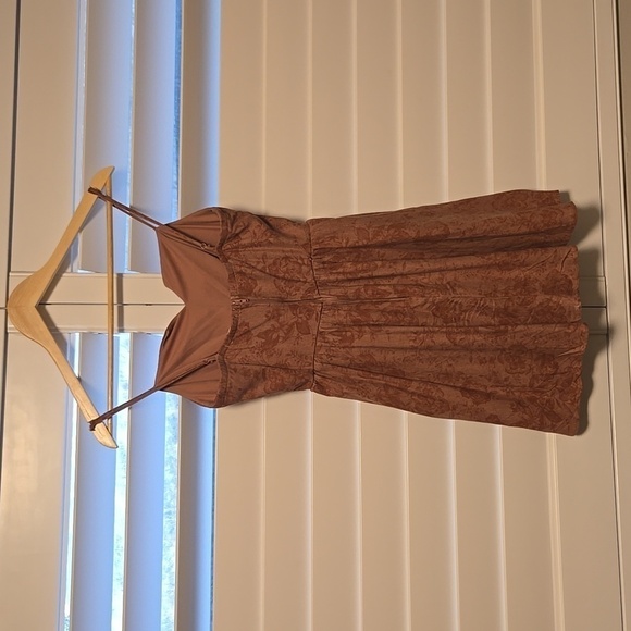 Altar'd State Jacquard Rose Print Corset Tie Mini Dress Mauve - Picture 7 of 11